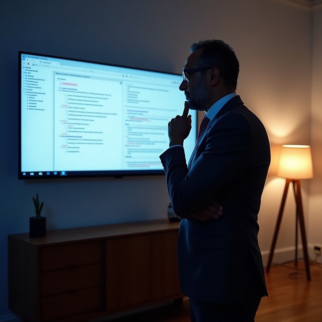 Professionista che legge feedback dettagliato sul proprio elaborato su schermo di computer