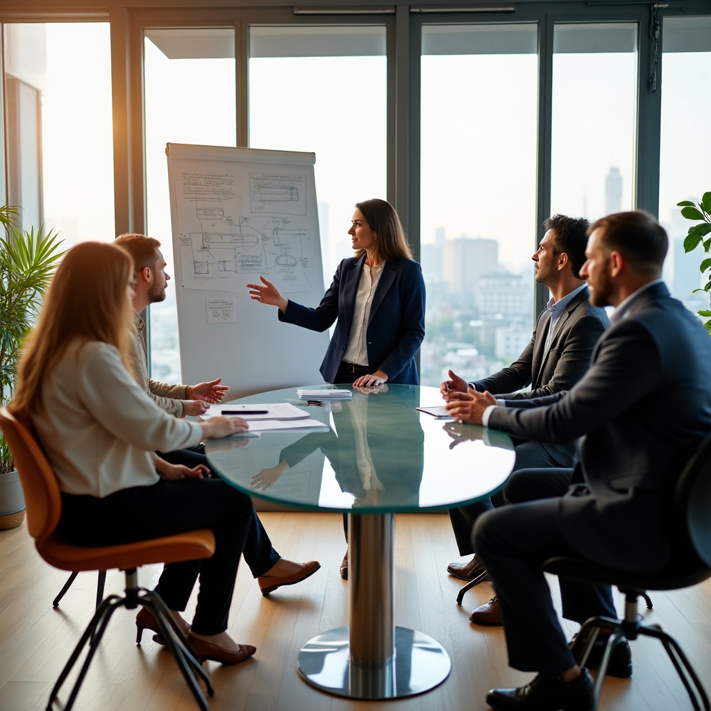 Professionisti impegnati in un workshop di comunicazione in ufficio moderno